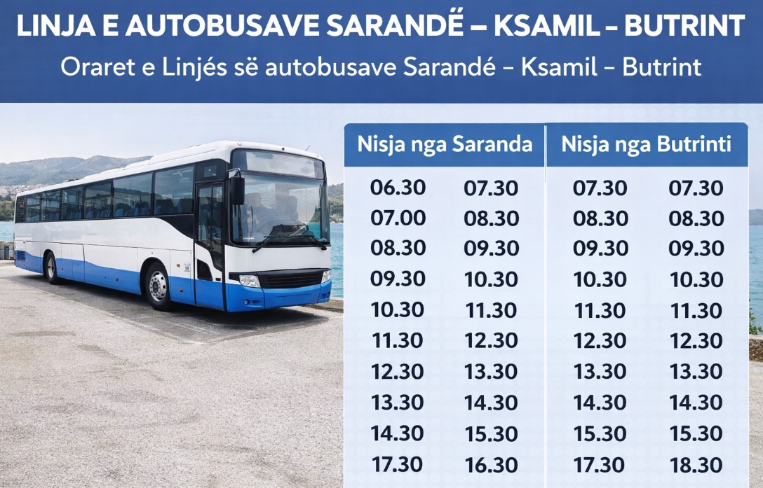 Linja e autobusave Sarande – Ksamil – Butrint / 2026