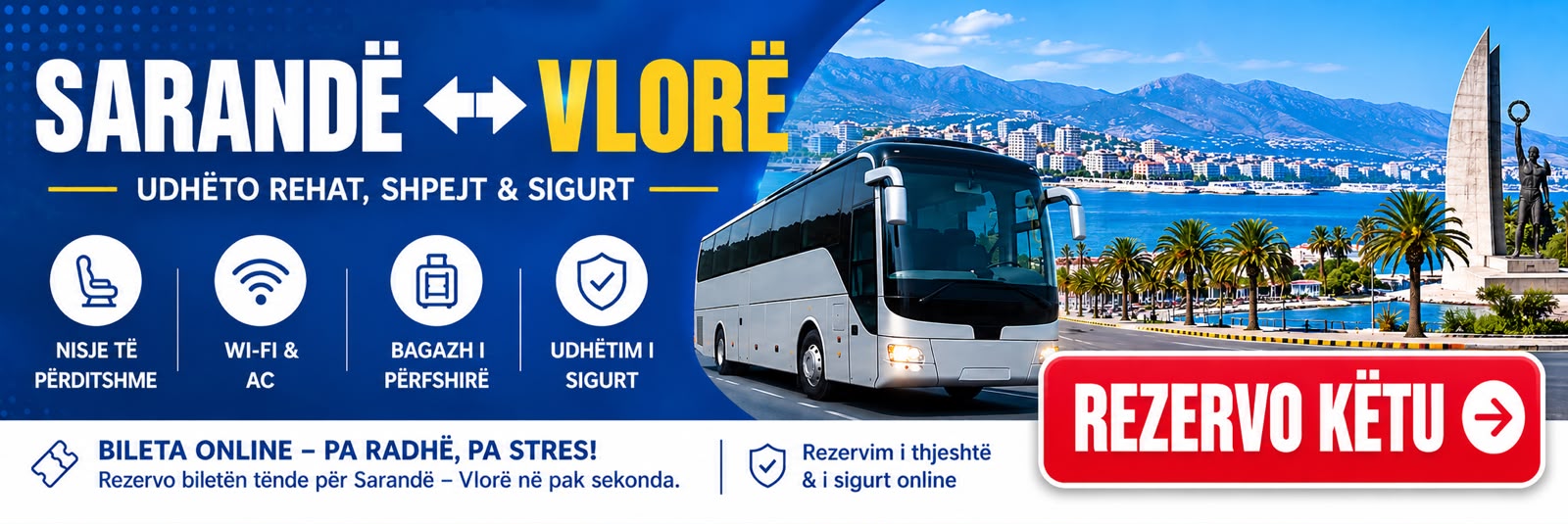 Linja me autobusa Sarandë–Vlorë, udhëtim me kalim nga Tepelena oraret dhe rezervimet