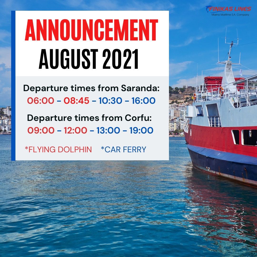 Bileta Trageti Sarandë &#8211; Korfuz &#8211; Sarandë, Saranda &#8211; Corfu &#8211; Saranda Ferry Ticket