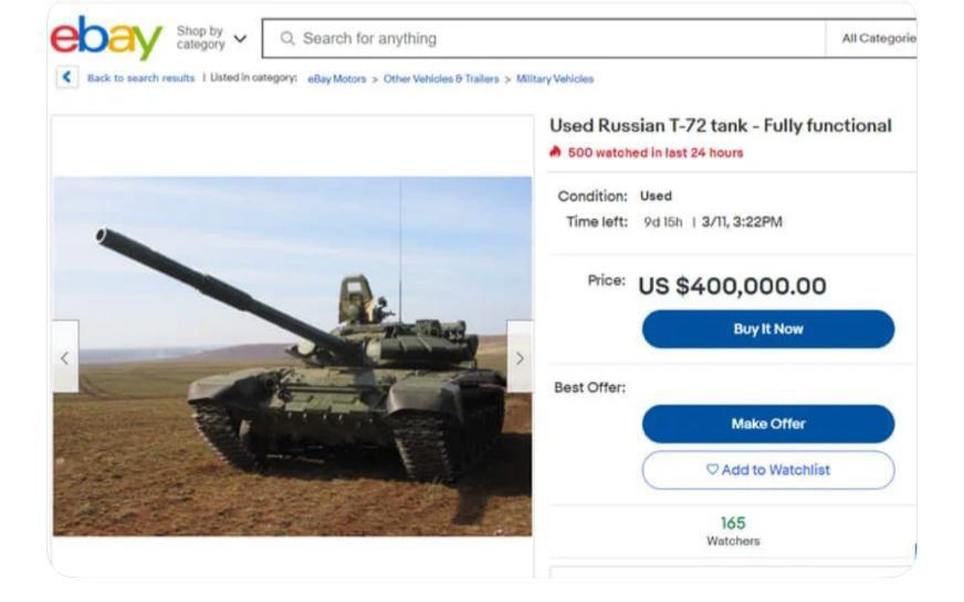 &#8220;I përdorur, por funksional&#8221;, ukrainasit &#8220;shesin&#8221; tanket ruse në eBay