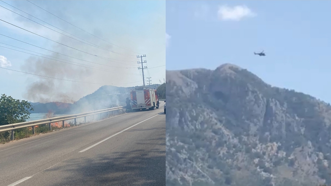 Zjarrfiksja luftë me zjarrin në aksin Sarandë &#8211; Butrint, helikopteri në malin e Sopotit