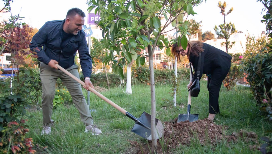 Oltion Çaçi merr pjesë në fushatën e mbjelljes së pemëve në Sarandë