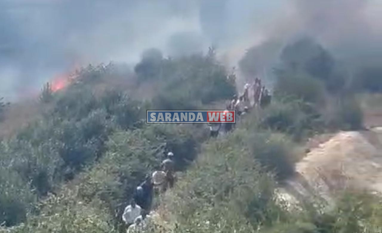 Zjarr i madh në Delvinë, rrezikohen shtëpi &#8211; VIDEO