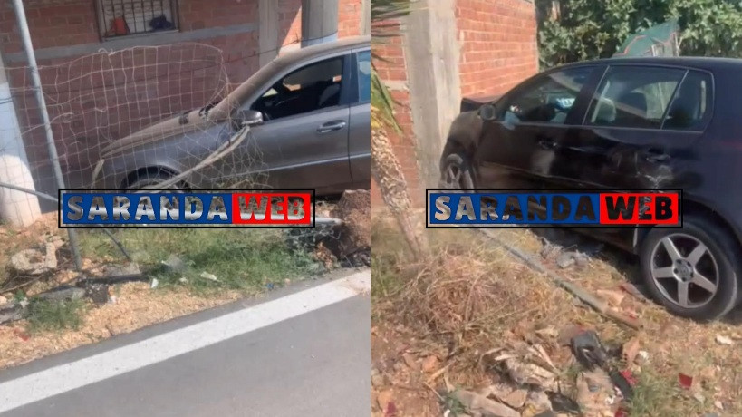 2 automjete përplasen në një kryqëzim në Ksamil, përfundojnë te një godinë &#8211; VIDEO