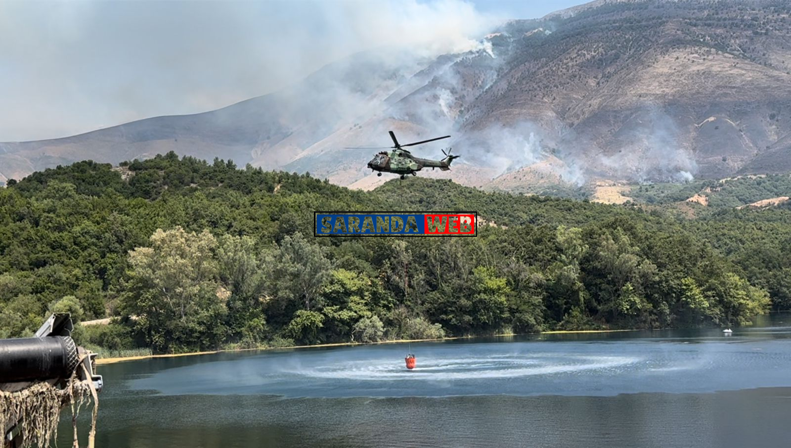 Zjarret pranë parkut të Syrit të Kaltër, 1 helikopter në ndihmë për fikjen &#8211; VIDEO