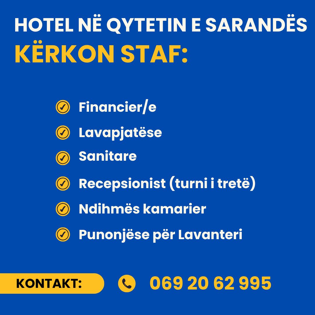 Njoftim Punësimi në Hotel në qytetin e Sarandës