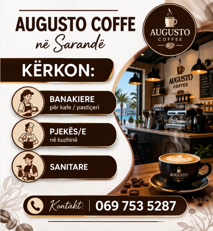 AUGUSTO Coffee & Ëmbëltore kërkon Shitëse në banak, Pjekës/e në kuzhinë dhe Sanitare