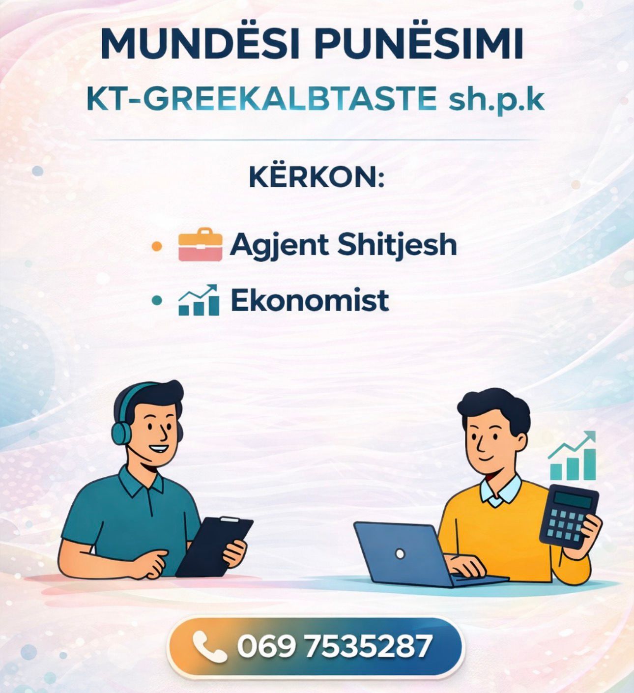 KT-GREEKALBTASTE sh.p.k. kërkon të punësojë Agjent Shitjesh dhe Ekonomist