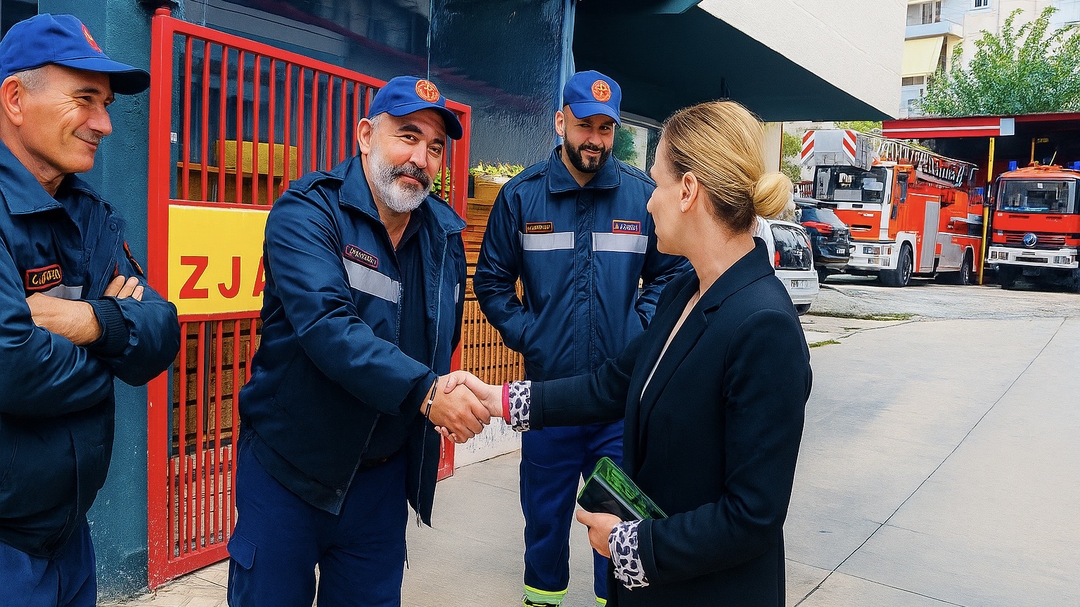 Prefektja Evis Allushi zhvillon vizitë prezantuese në Sarandë, takim me zjarrfikësit dhe drejtuesit lokalë