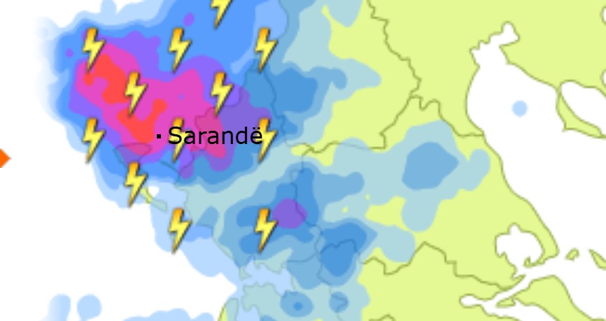 Saranda pritet të përfshihet nga reshje të dendura dhe stuhi nga mbrëmja e sotme deri të enjten