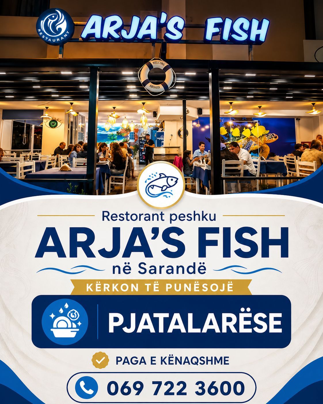 Arja’s Fish Restorant në Sarandë kërkon Pjatalarëse