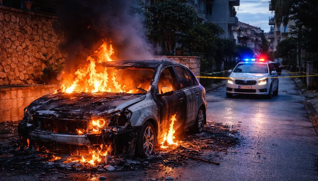 Digjet një automjet në orët e para të mëngjesit, Policia në kërkim të autorëve