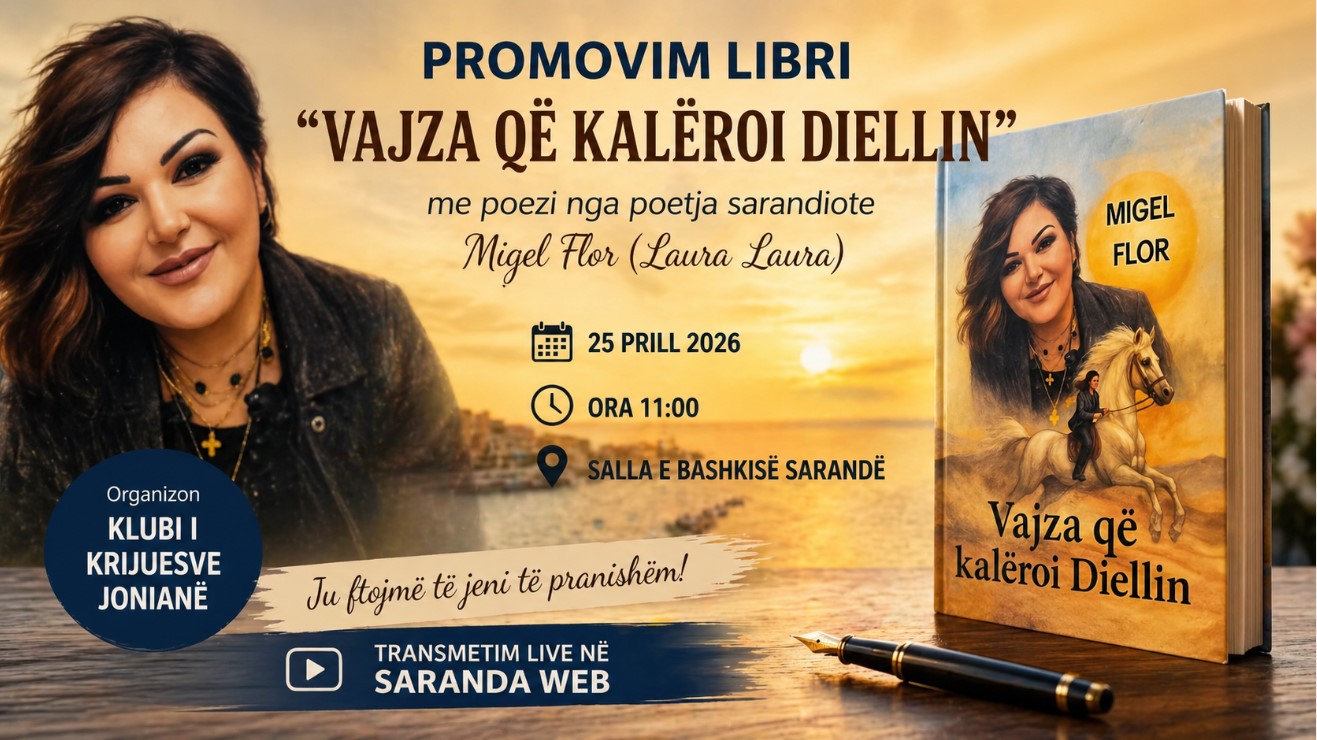 Migel Flor promovon në Sarandë librin “Vajza që kalëroi Diellin”