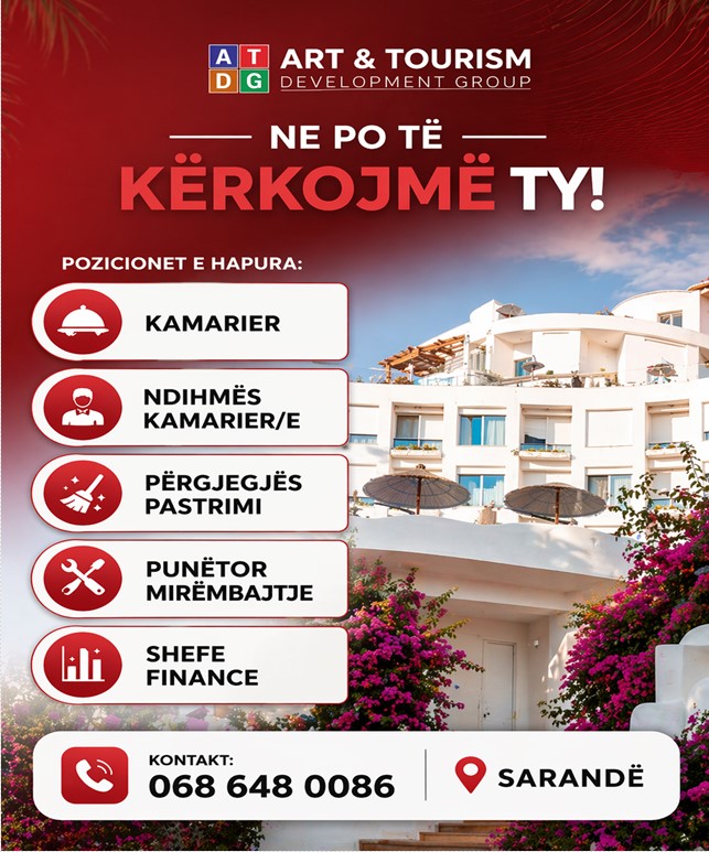 Njoftim pune nga Art & Tourism Development Group në Sarandë