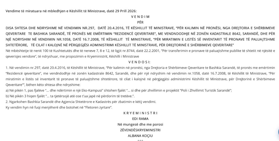 Qeveria hap rrugën e privatizimit të Vilës Qeveritare në Sarandë