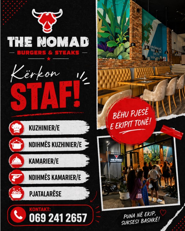 “The Nomad” Burgers në Sarandë kërkon të punësojë staf