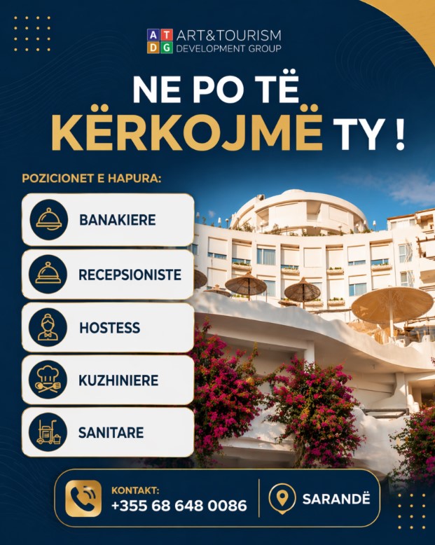 Art & Tourism Development Group zgjeron ekipin dhe kërkon staf në Sarandë