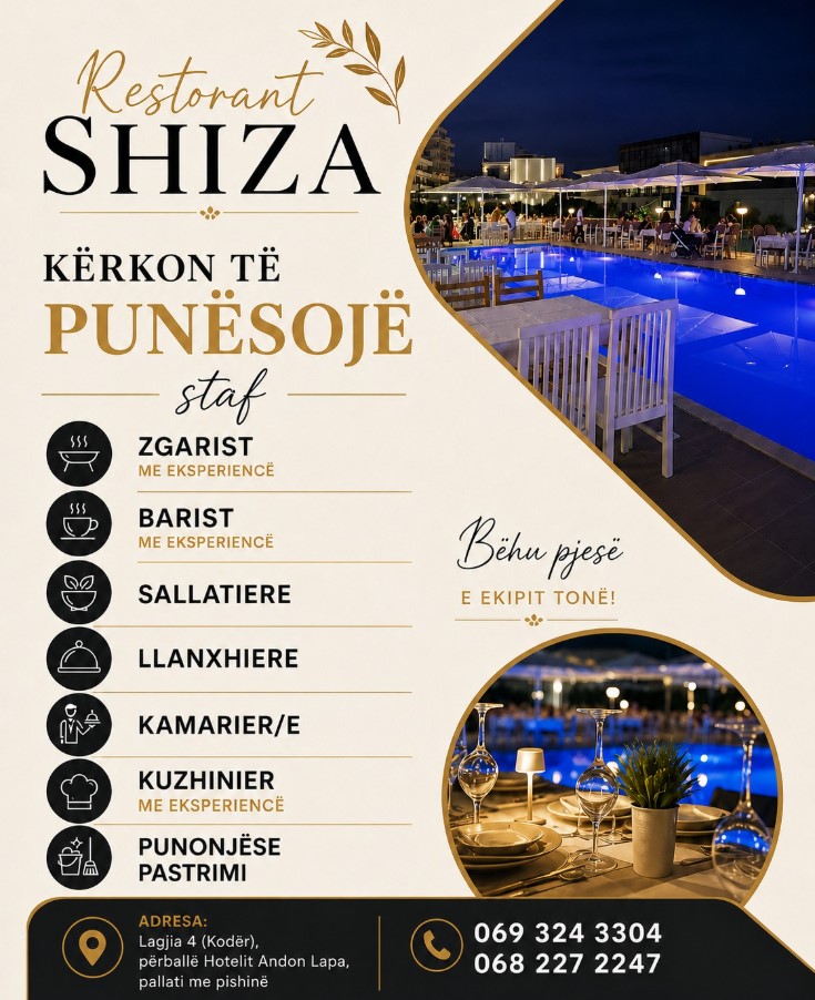 Restorant SHIZA në Sarandë kërkon të punësojë Staf