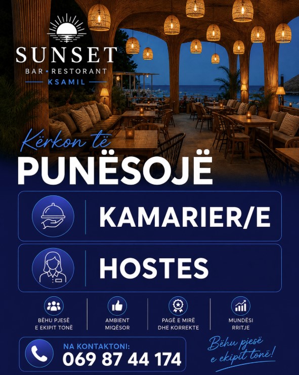 Bar Restorant Sunset në Ksamil kërkon Kamarier/e dhe Hostes