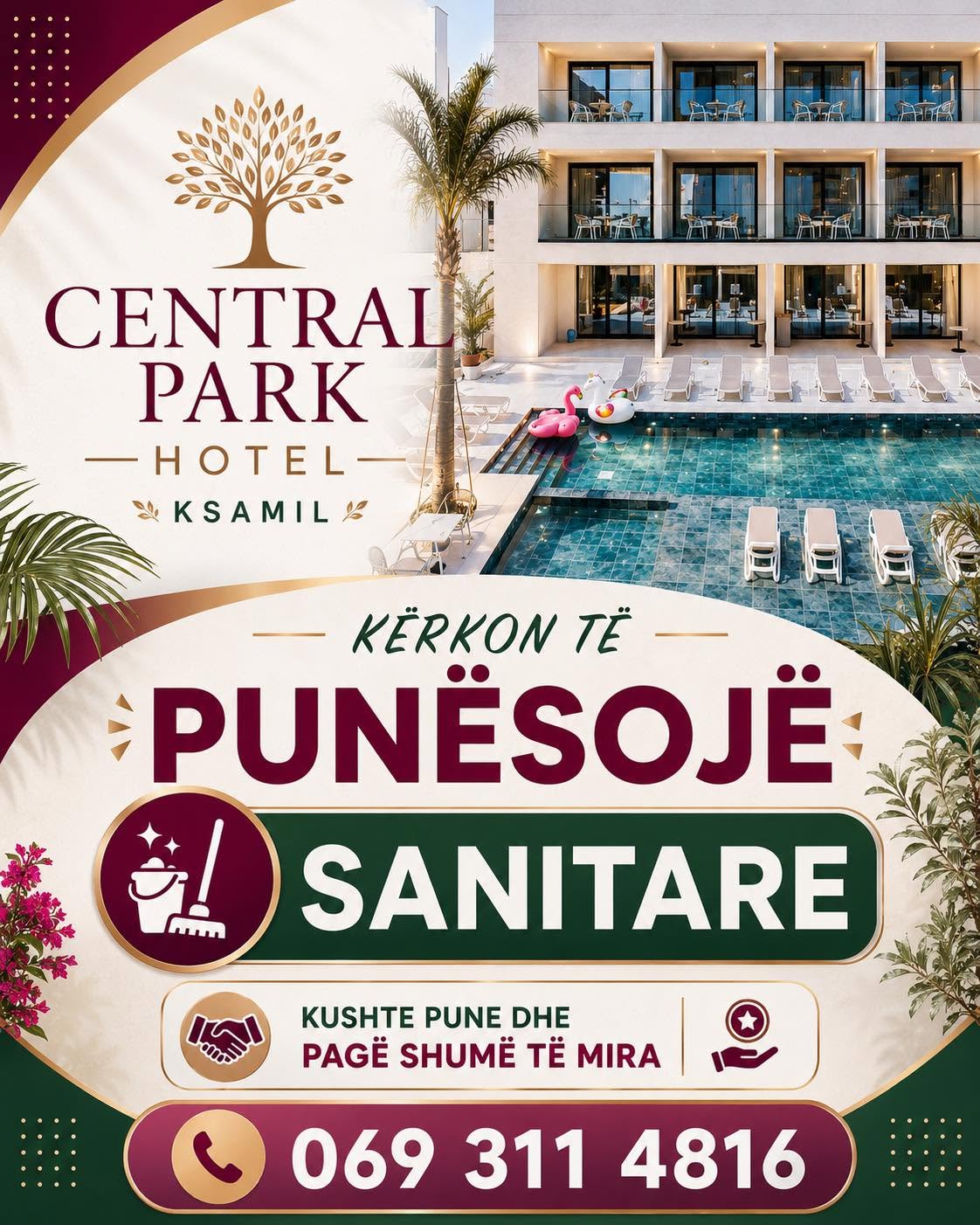 Central Park Hotel në Ksamil kërkon të punësojë Sanitare