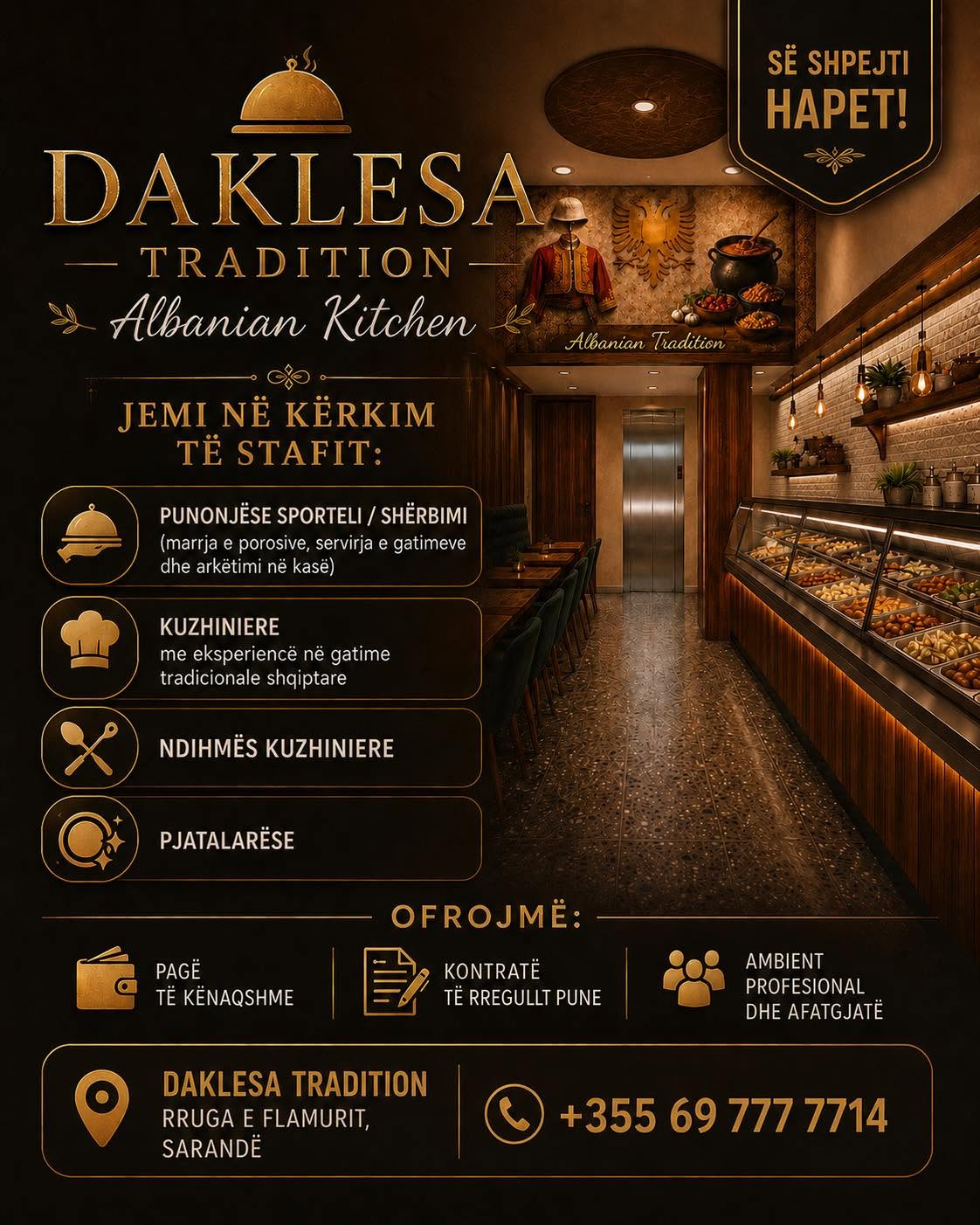 DAKLESA TRADITION – Albanian Kitchen në Sarandë kërkon staf
