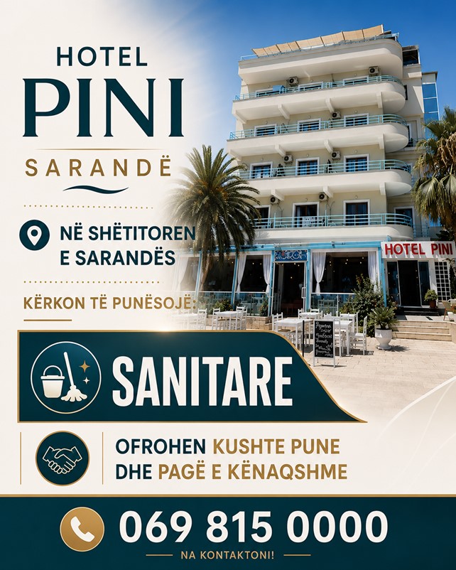 Hotel PINI kërkon të punësojë Sanitare