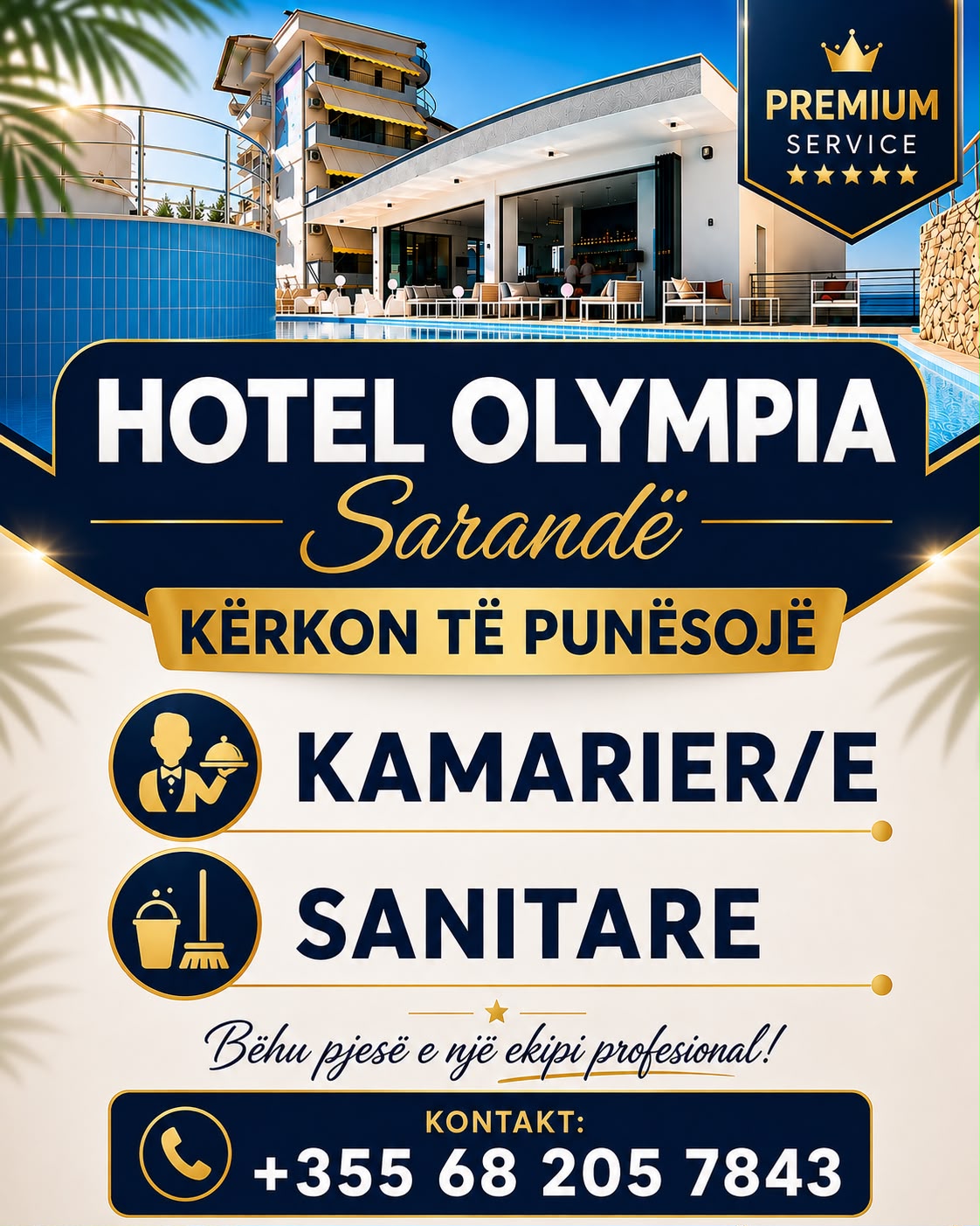Hotel Olympia në Sarandë kërkon Kamarier dhe Sanitare