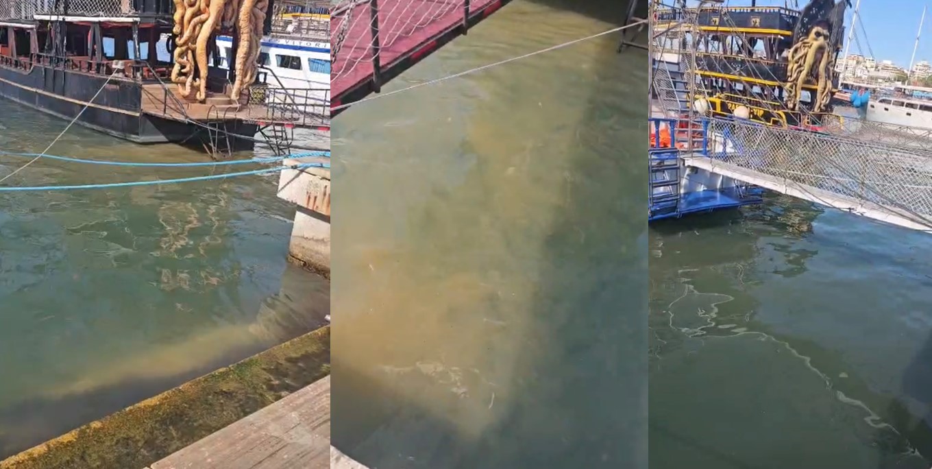 Ujërat e zeza derdhen në Shëtitore pranë plazhit publik në Sarandë