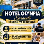 Hotel Olympia në Sarandë kërkon Roje‐Mirëmbajtës dhe Sanitare