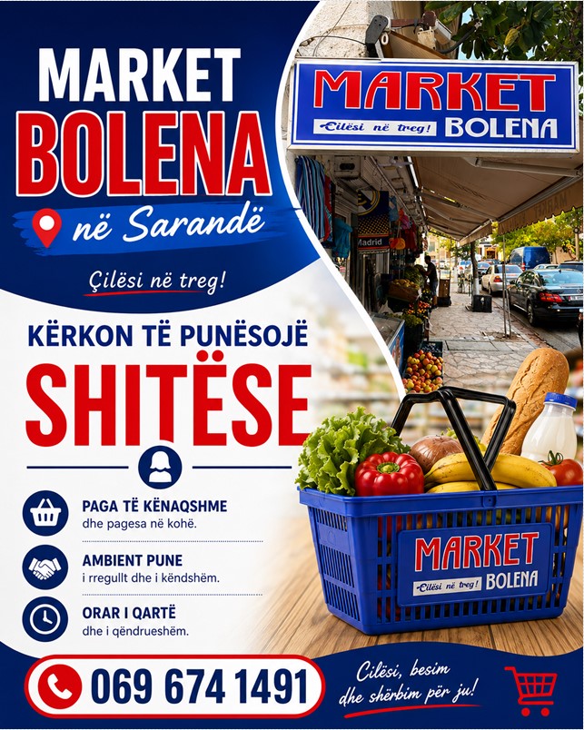 Market Bolena në Sarandë kërkon të punësojë Shitëse