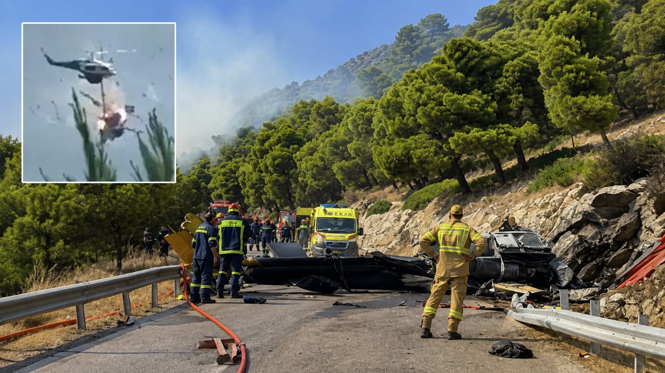 Tragjedi në Greqi/ Përplasen dy helikopterë zjarrfikës gjatë betejës me flakët, dy të vdekur